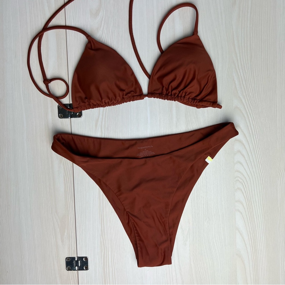 Summersalt String Bikini Top + Cheeky High Leg Bottom Amber 8